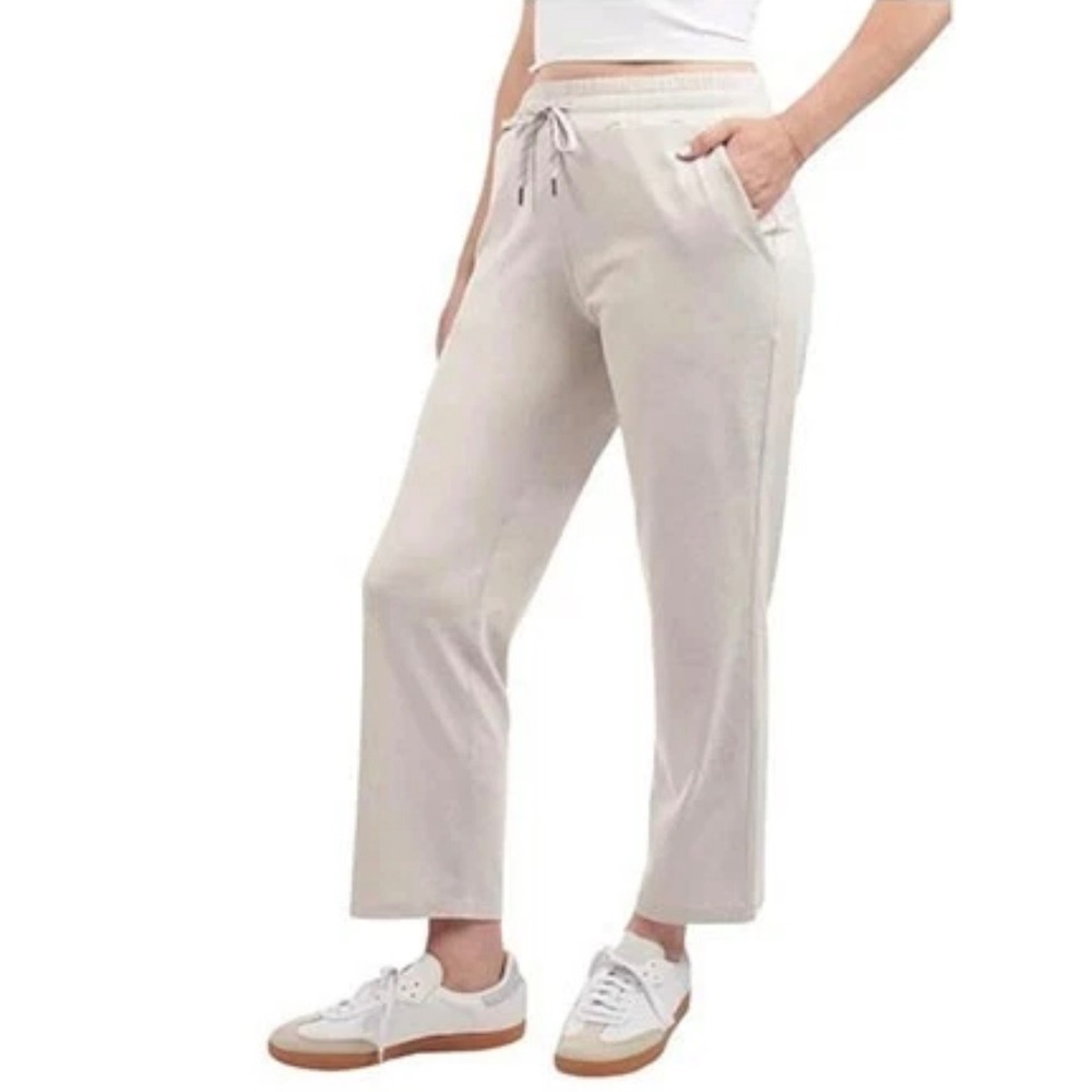 Kirkland Signature Ladies Lightweight Crop Pant Heather Beige •M• Loungewear Gym